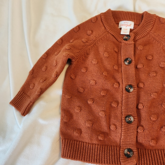 Cat & Jack NWT 3-6 month orange bobble cardigan sweater - Picture 3 of 4